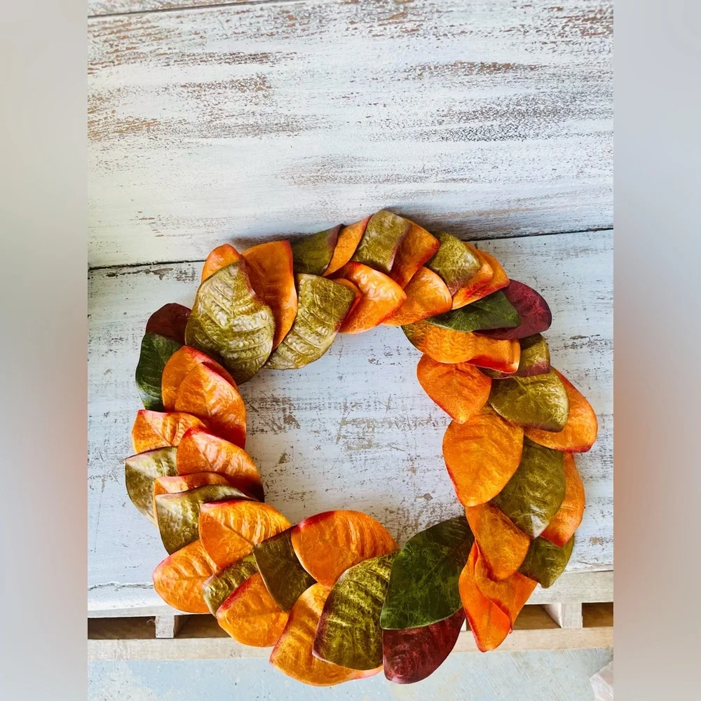 Fall Magnolia Leaves Wreath, 22”